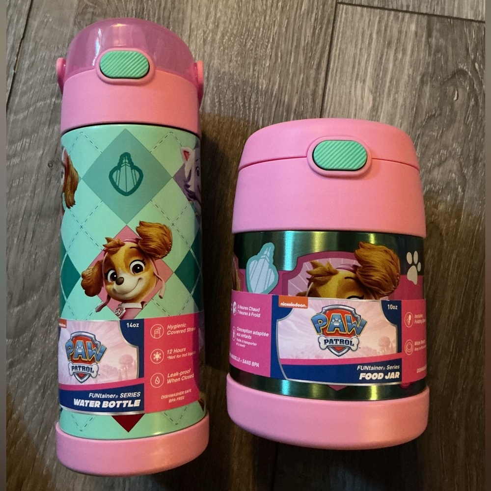 NWT Thermos Paw Patrol Skye Kids Water Bottle & Food Jar